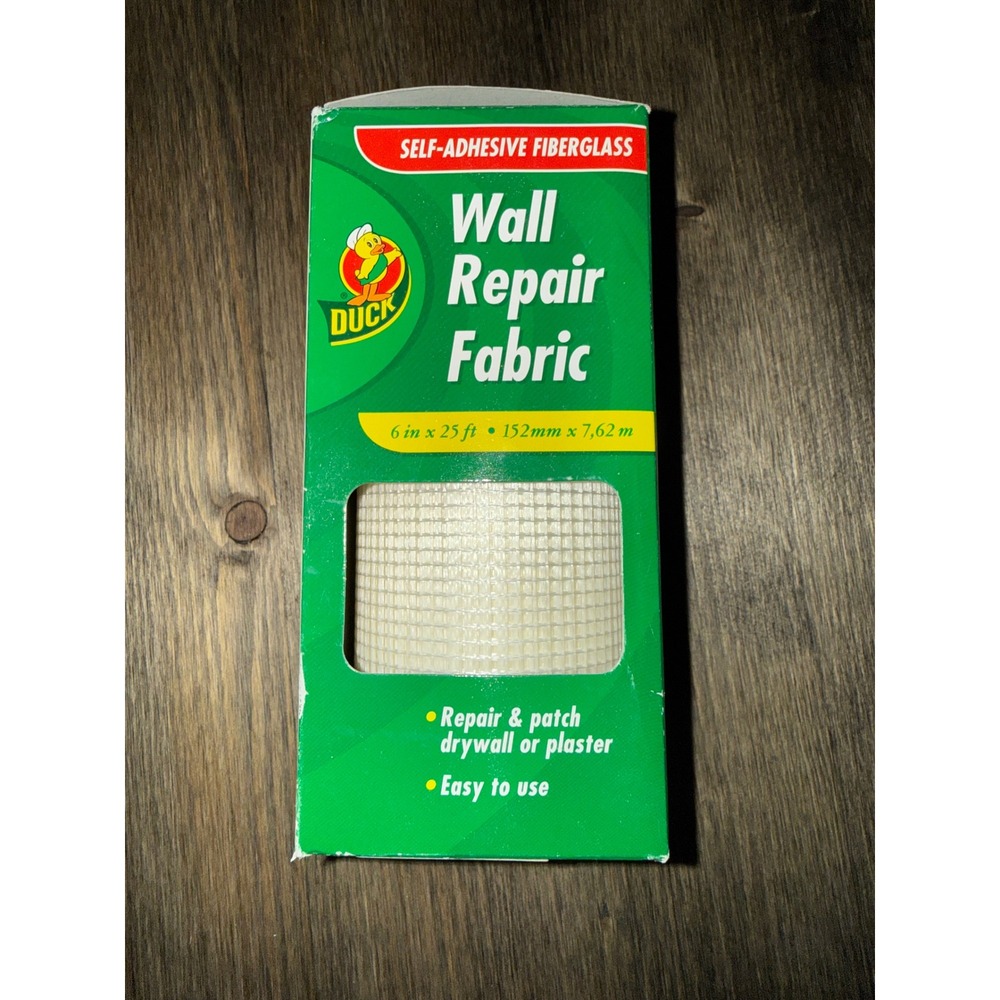Duck Wall Repair Fabric 6in x 25ft White New Self-Adhesive Fiberglass Mesh